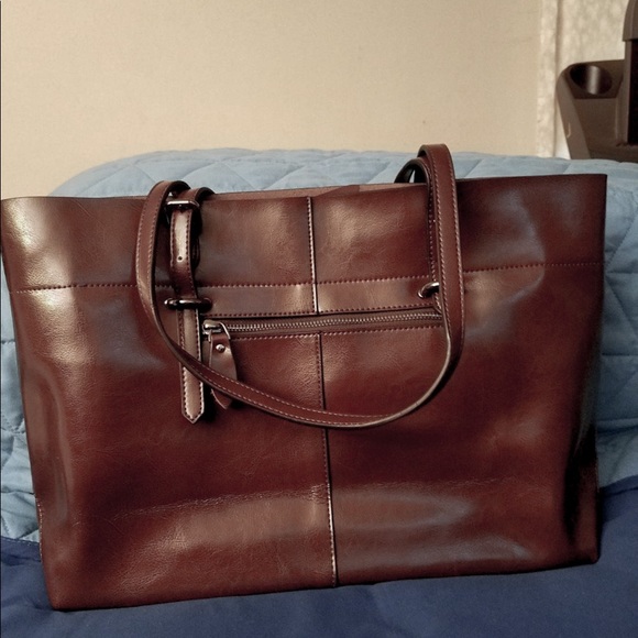 🆕 Dark Brown Genuine Leather Tote Shoulder Bag 🆕 - Picture 10 of 10